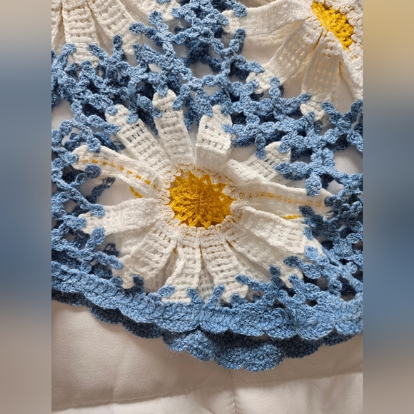 Floral Crochet Women’s Top - Blue and Yellow - Picture 3 of 3